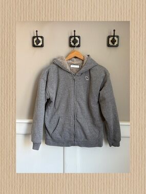 🧵Abercrombie Grey Sherpa-Lined Zip Hoodie - Big Kids